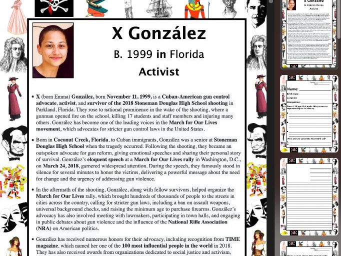X González PACKET & ACTIVITIES, Important Historical Figures Series