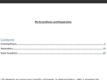A-Level Biology - Photosynthesis & Respiration Notes