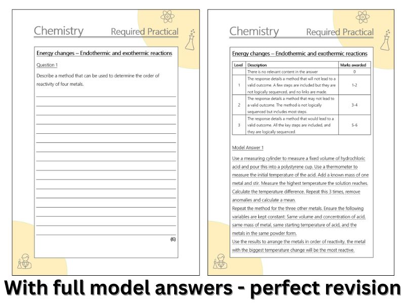 AQA Endothermic and Exothermic reactions Required practical extended response Q&A