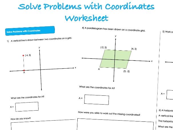Position and Direction Worksheet - Solve Problems  with Coordinates