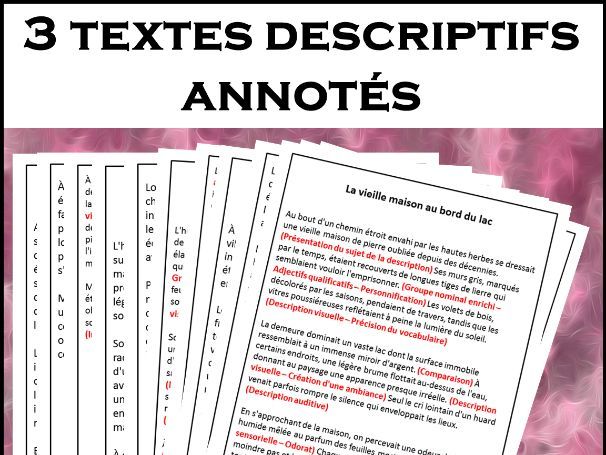 3 textes descriptifs annotés