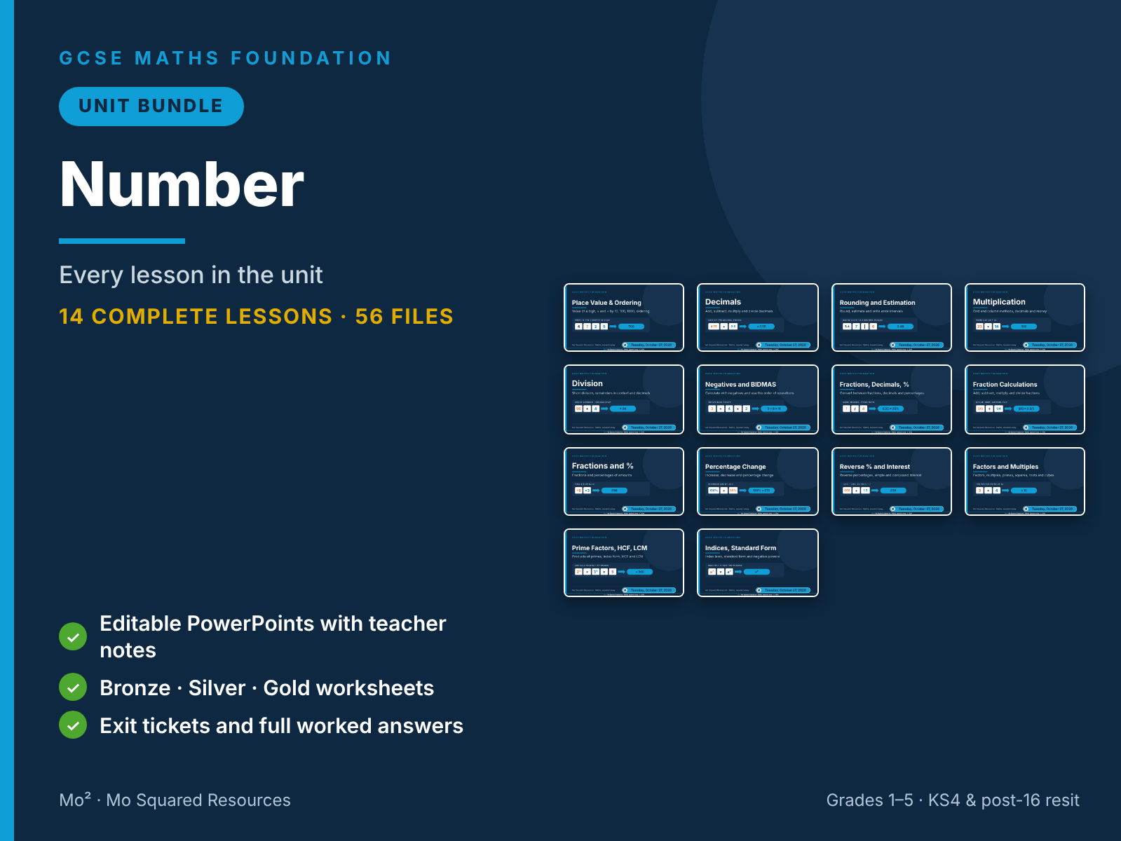 Number – 14 GCSE Maths Foundation Lessons (Unit Bundle) with Worksheets & Answers