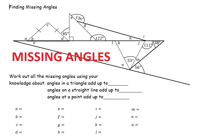 missing angles homework tes