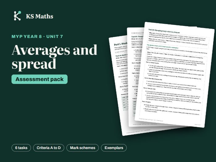 MYP Year 8 Averages and spread assessment: criteria A-D + mark schemes