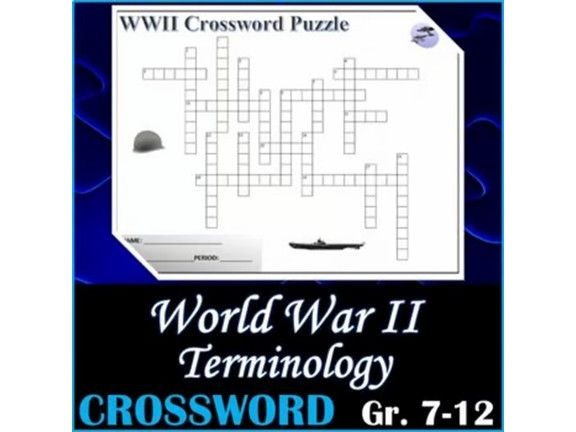 World War II WWII (WW2) Terminology Crossword Puzzle Activity Worksheet