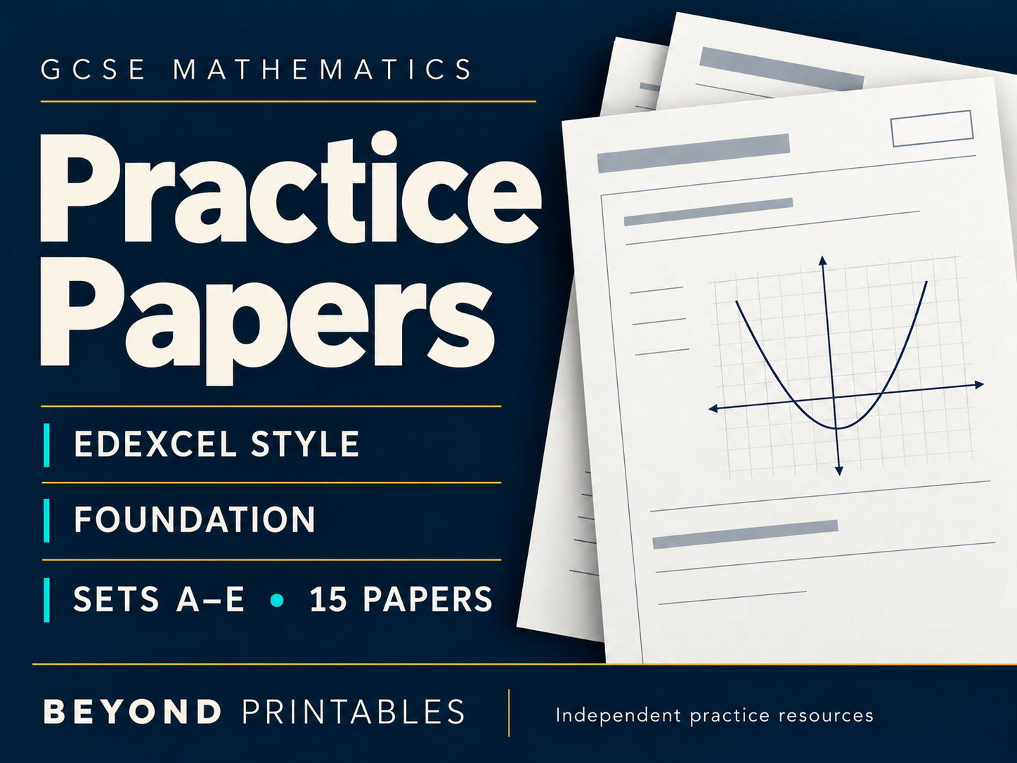GCSE Maths Edexcel-style Foundation Bundle: Sets A-E, 15 Papers + Mark Schemes