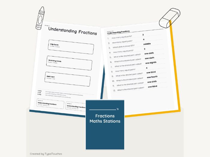 Fractions Maths Stations | 61 No-Prep Sheets