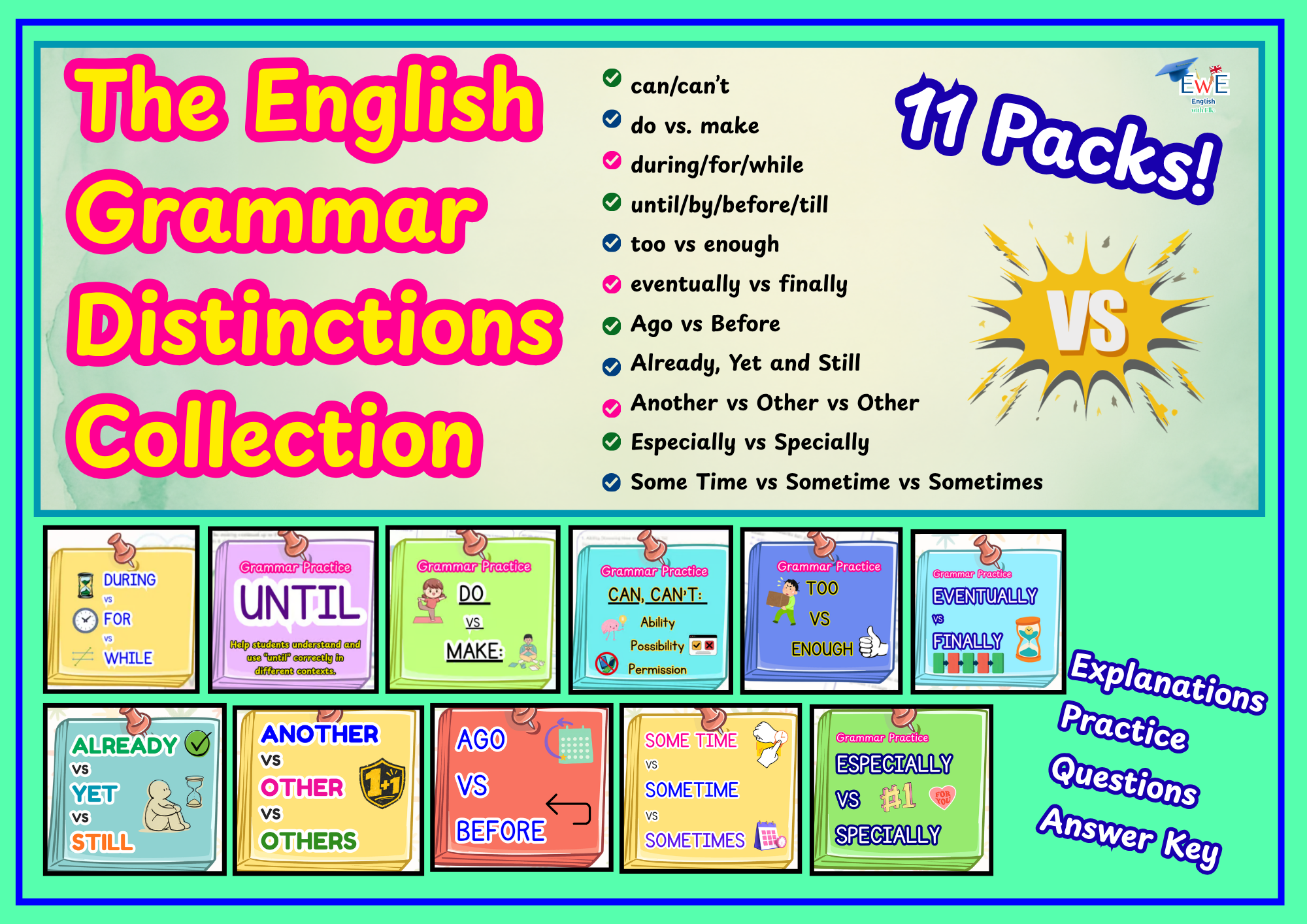 Grammar Common Distinctions Bundle | 'This VS That' ELA & ESL Grammar Practice | Worksheets + Answer Keys