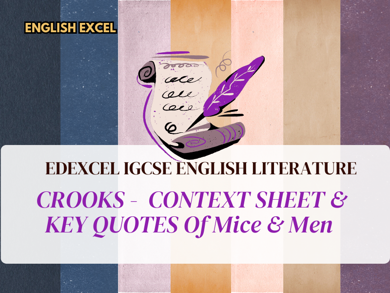 IGCSE English Literature:  Crooks CONTEXT SHEET & KEY QUOTES Of Mice & Men