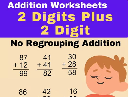 Addition Worksheets -  2 Digit Problems - No Regrouping