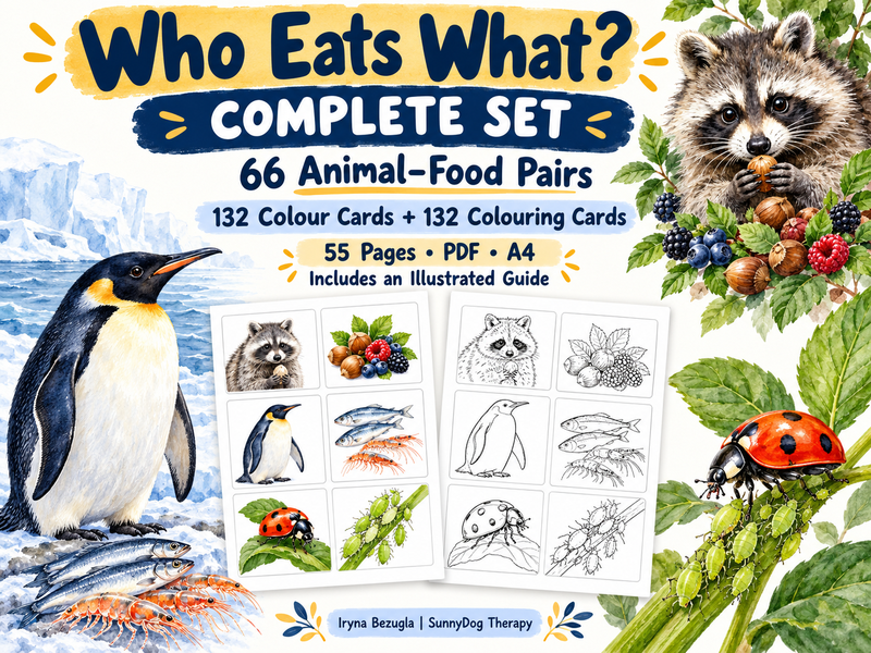 Who Eats What? – 66 Animal–Food Pairs to Match, Explore and Colour