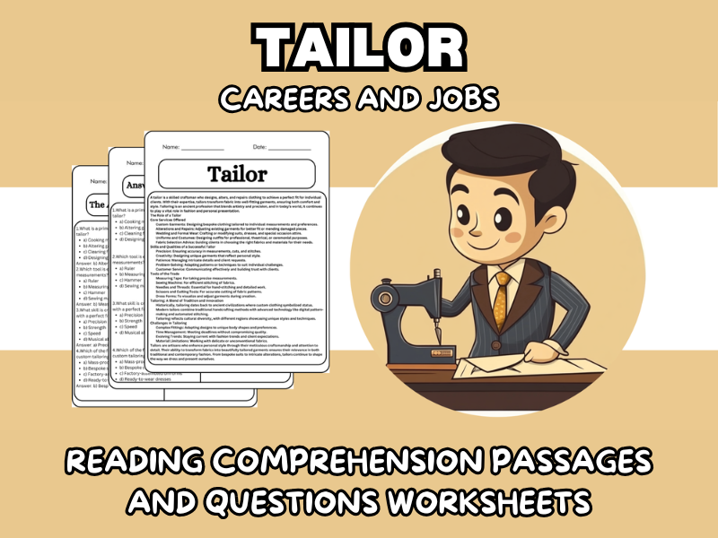 Tailor - Careers and Jobs Reading Comprehension Passages & Questions Worksheets