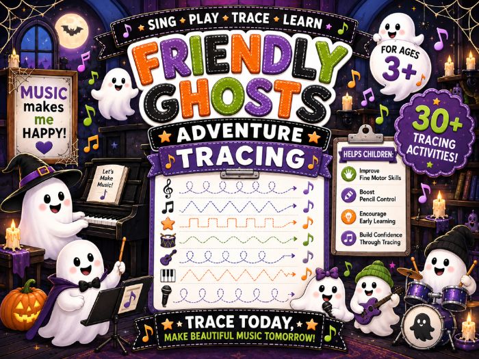 Halloween Ghost Tracing Worksheets | Fine Motor & Pre-Writing Activities | Preschool–1st Grade