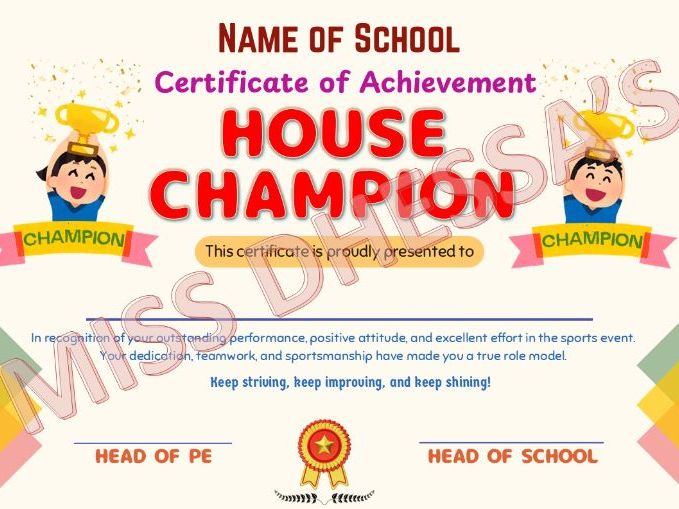 Editable PE Sports Certificates Bundle – House Champion, Athlete Awards (PPT/PDF)