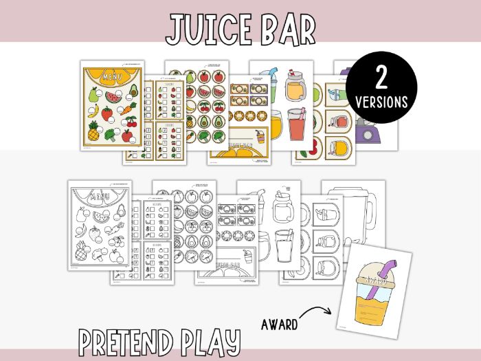 Juice Bar Play Kit - Pretend Play Printables