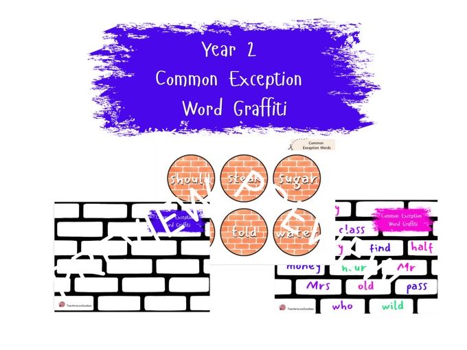 Year 2 Common Exception Words Graffiti