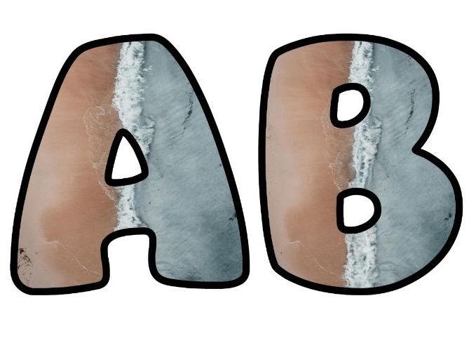 Beach Tide Seas Classroom Display | Lettering Set | Upper & Lowercase, 0-9 and Signs