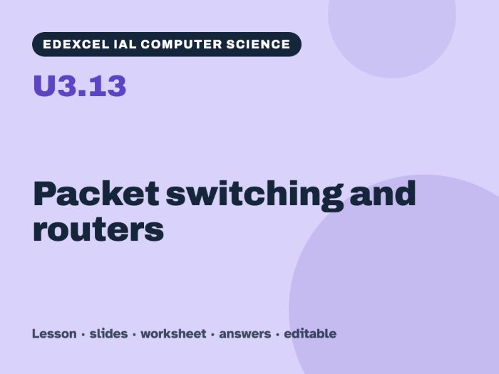 Edexcel IAL Computer Science – U3.13 Packet switching and routers – Lesson & Worksheet