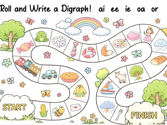 Roll and Write a Digraph ai, ee, ie, oa, or EYFS/ Primary 1