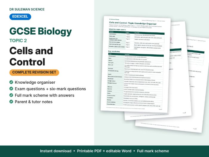 Edexcel GCSE Biology Topic 2 Cells & Control Revision