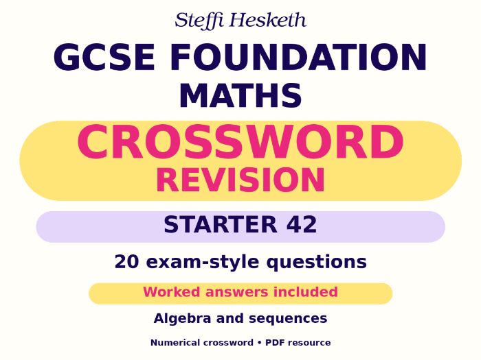 GCSE Foundation Maths Crossword Revision Starter 42
