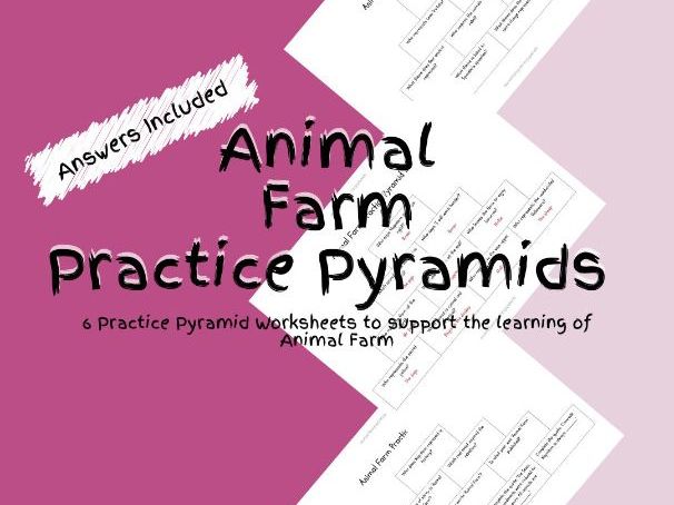 6 English Literature Animal Farm Practice Pyramid Worksheets PDF