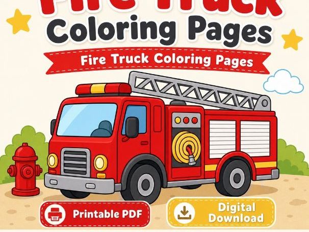 Fire Truck Coloring Pages | Fire Truck Coloring Pages | Printable PDF | Digital Download