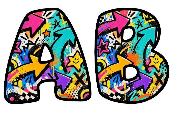 Painted Arrows and Stars Bubble Letters | Patterned Bulletin Board Letters | Classroom Display Pack