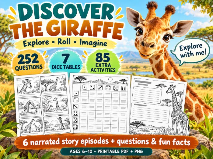 Discover the Giraffe: Animal Science, Dice Games & Storytelling Pack