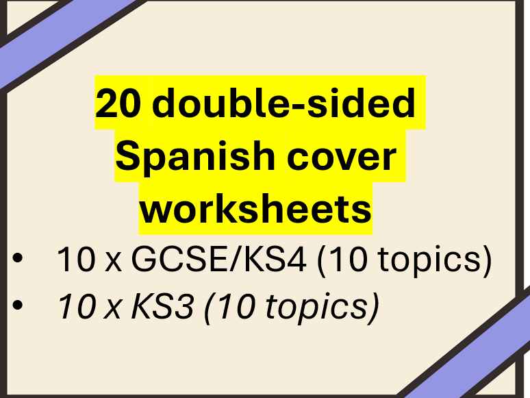 KS3 + KS4 Spanish: 20 double-sided cover worksheets (AQA, 2026)