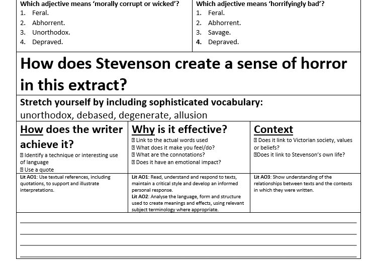 Jekyll and Hyde Revision Booklet
