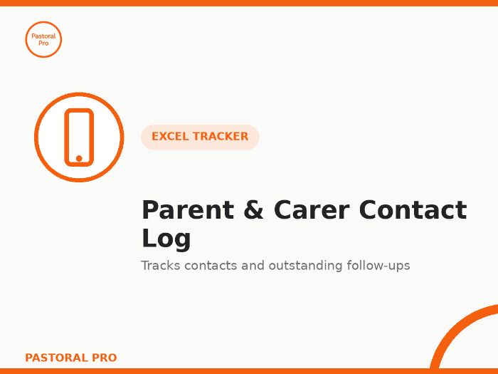 Parent & Carer Contact Log — Automated Excel Tracker for Follow-Ups