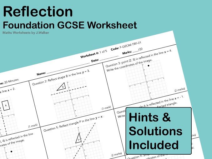 GCSE Maths Worksheet: Reflection - Foundation Tier