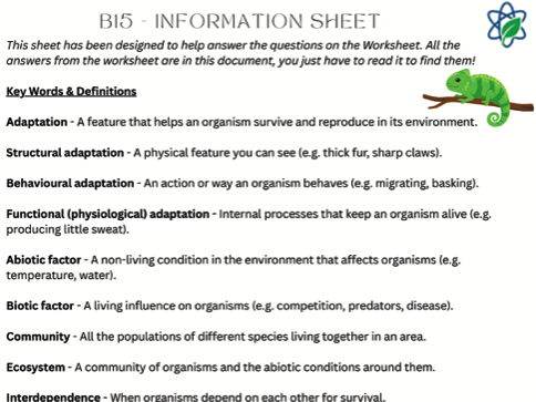 Paper 2 Revision/B15/Scaffold/Literacy/LA/Key Words/Definitions/AQA/Biology/Combined Science/