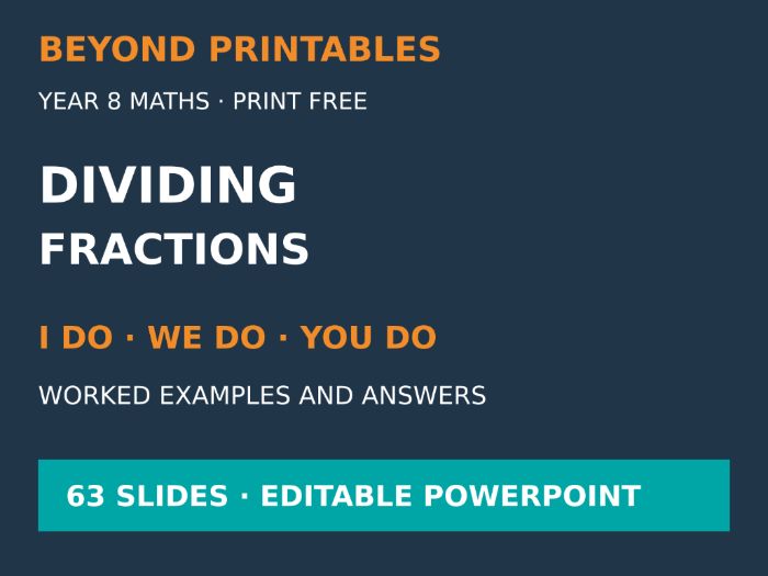 Dividing Fractions | I Do, We Do, You Do | Year 8 Maths | Print Free