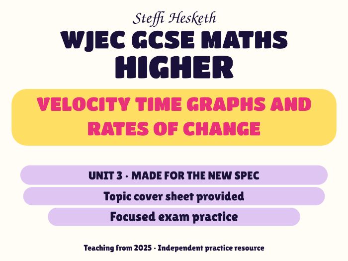 WJEC New Spec Maths Higher Unit 3: Velocity time graphs and rates of change