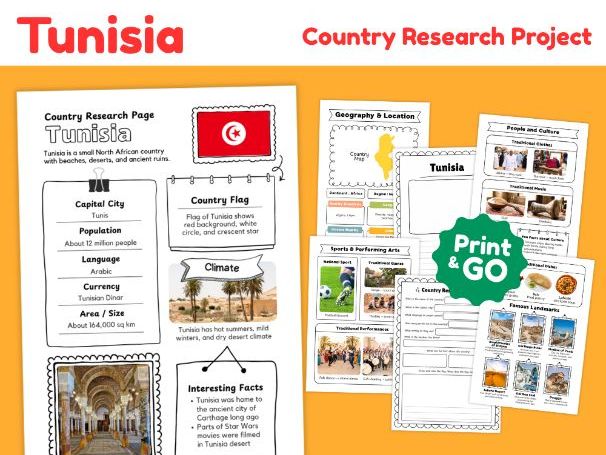 Tunisia Country Study Worksheets | Geography & Culture