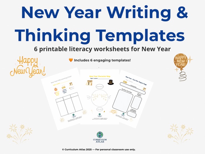 New Year Writing & Thinking Templates – Printable Literacy Worksheets for January