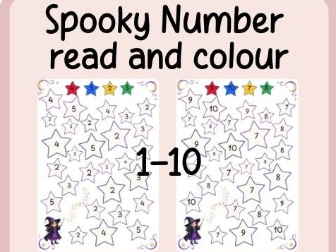 Spooky- Halloween colour by number- 1-10- EYFS