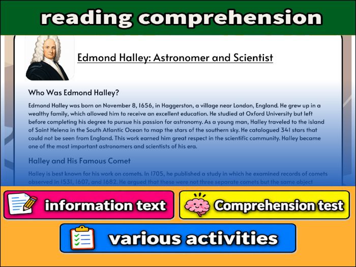 Edmond Halley: Astronomer and Scientist- Reading Comprehension, Worksheet & Activities