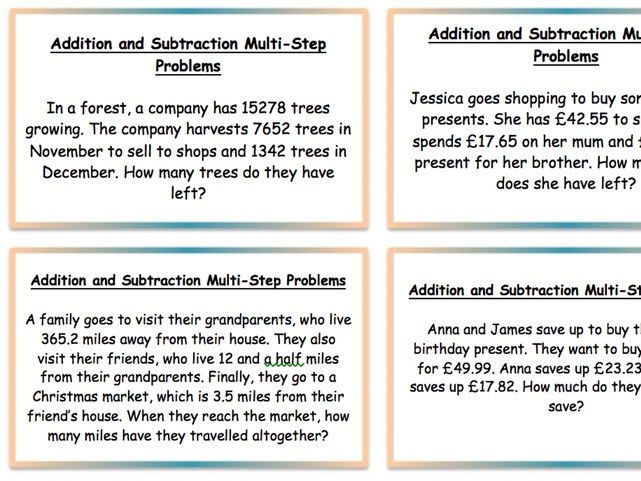 Year 5 Year 6 two lessons Multi-Step Addition Subtraction Problems Bar Models Word Problems Mastery