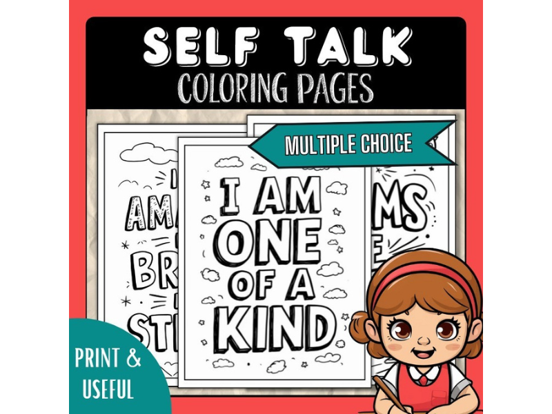 Empowering Self Talk Coloring Pages | Positive Affirmation Coloring Sheets