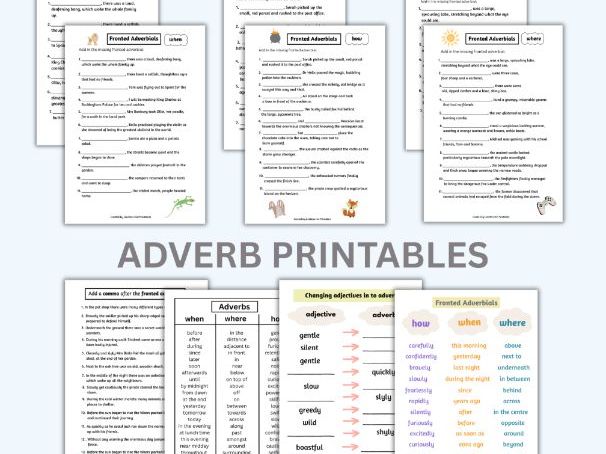 25 x English Key Stage 2 English Bundle Adverbs Adjectives