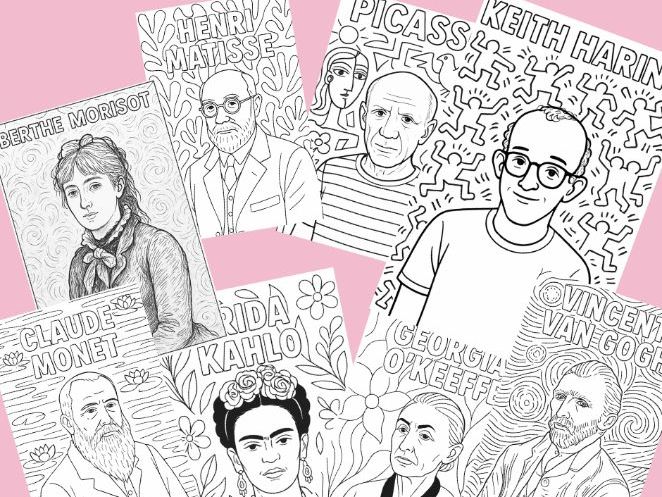 Famous Artist Portraits Colouring Sheets
