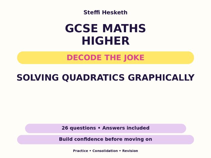 Solving Quadratics Graphically | GCSE Decode the Joke + Answers