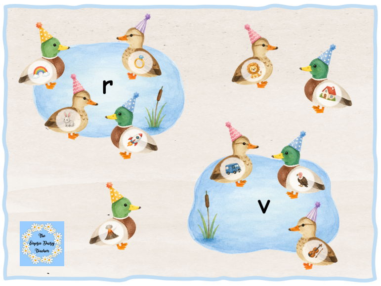 Initial Sounds Phonics Matching Game (Ducks and Ponds)