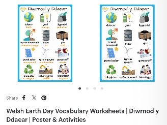 Welsh Earth Day Vocabulary Worksheets | Diwrnod y Ddaear | Poster & Activities