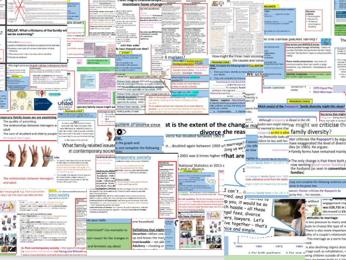 AQA GCSE Sociology: Family BUNDLE- units 4-6