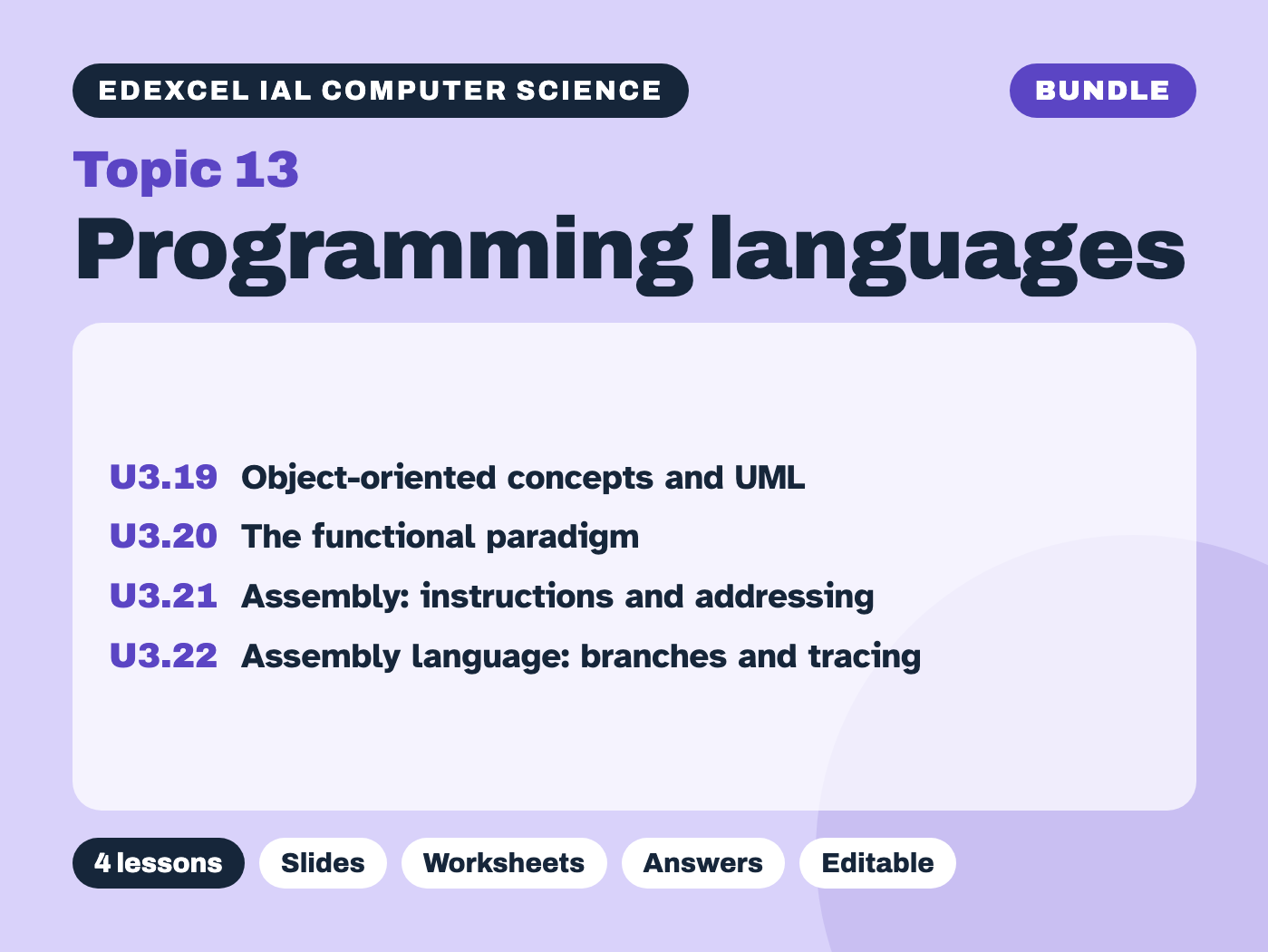 Edexcel IAL Computer Science – Topic 13 Programming languages – Bundle (4 lessons)