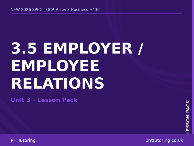NEW 2026 OCR A Level Business H436 – 3.5 Employer/Employee Relations – LESSON PACK